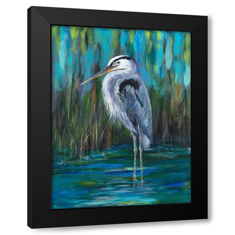 Standing Heron II Black Modern Wood Framed Art Print by DeRice, Julie