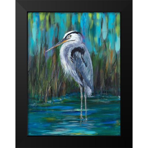 Standing Heron II Black Modern Wood Framed Art Print by DeRice, Julie