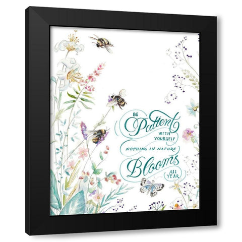Patient Blooms Black Modern Wood Framed Art Print with Double Matting by Pinto, Patricia