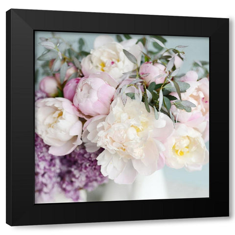 Pretty Pink Blooms Black Modern Wood Framed Art Print with Double Matting by Gardner, Sarah