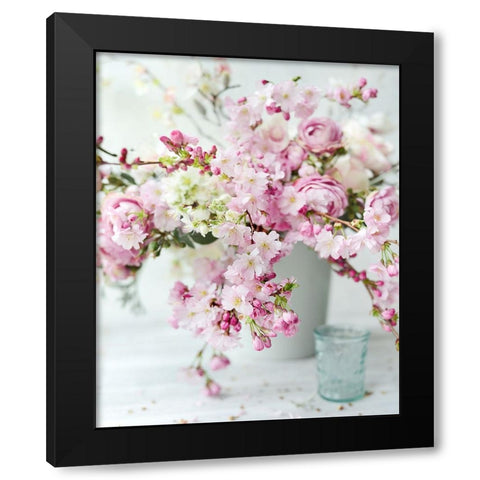 Soft Petals in Vase Black Modern Wood Framed Art Print with Double Matting by Gardner, Sarah