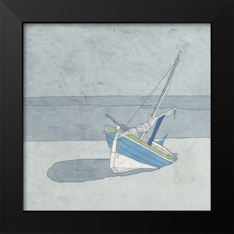 Sailboat Ashore Black Modern Wood Framed Art Print by Mabat, Ynon