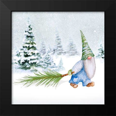 Gnomes on Winter Holiday I Black Modern Wood Framed Art Print by Gaynor, Janice