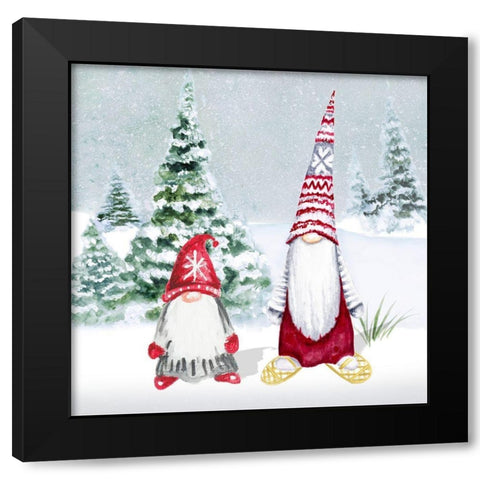 Gnomes on Winter Holiday II Black Modern Wood Framed Art Print by Gaynor, Janice