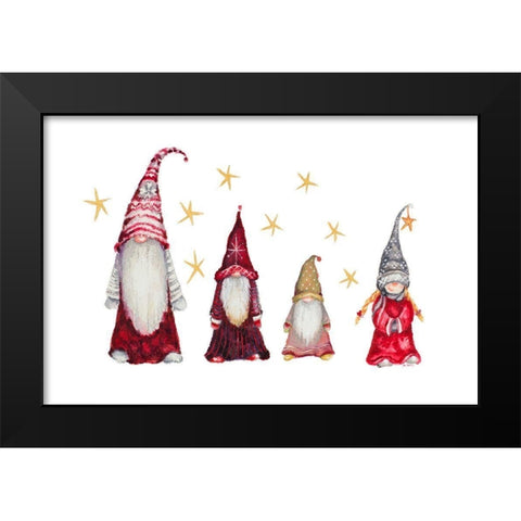 Gnome Family Black Modern Wood Framed Art Print by Gaynor, Janice
