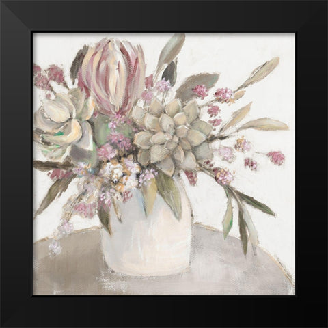 Neutral Succulents With Soft Outlook Black Modern Wood Framed Art Print by Loreth, Lanie