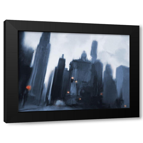 Foggy Evening in the City Black Modern Wood Framed Art Print by Meneely, Dan