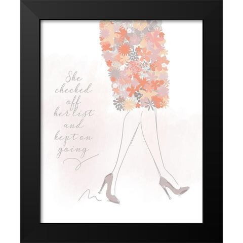 She Kept On Going Black Modern Wood Framed Art Print by Quach, Anna