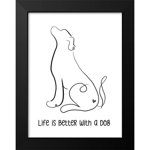Life is Better with a Dog Black Modern Wood Framed Art Print by Quach, Anna