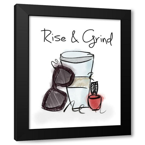 Rise and Grind Black Modern Wood Framed Art Print with Double Matting by Quach, Anna