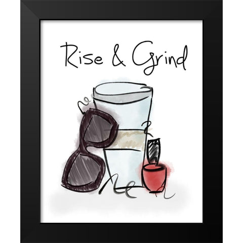 Rise and Grind Black Modern Wood Framed Art Print by Quach, Anna