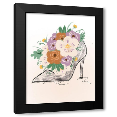 Floral Bloom Heel Black Modern Wood Framed Art Print with Double Matting by Quach, Anna