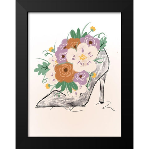 Floral Bloom Heel Black Modern Wood Framed Art Print by Quach, Anna