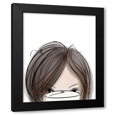 Visions of Hair Style II Black Modern Wood Framed Art Print with Double Matting by Quach, Anna