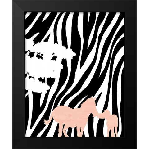 Modern Zebras Black Modern Wood Framed Art Print by Quach, Anna