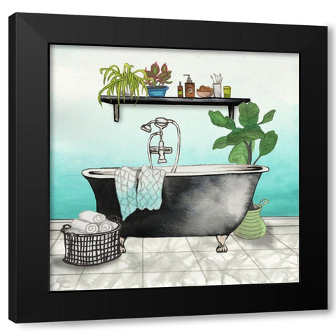 Plant House Bath Square I Black Modern Wood Framed Art Print by Medley, Elizabeth