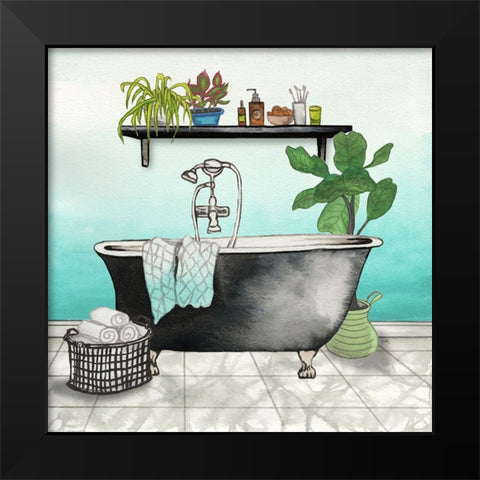 Plant House Bath Square I Black Modern Wood Framed Art Print by Medley, Elizabeth