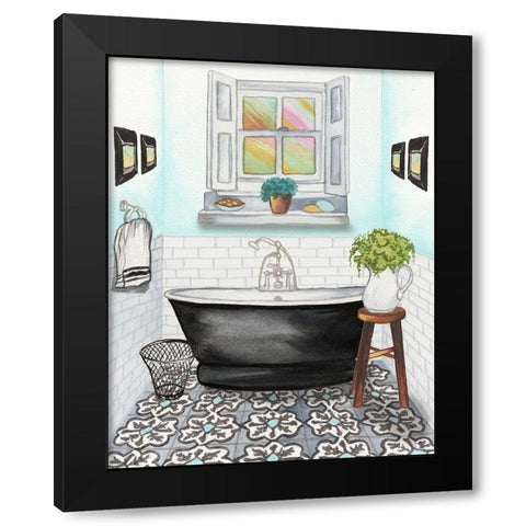 Boho Bath I Black Modern Wood Framed Art Print by Medley, Elizabeth