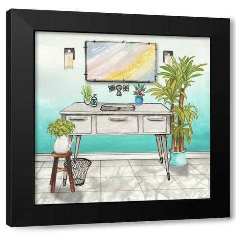 Plant House Bath Square II Black Modern Wood Framed Art Print with Double Matting by Medley, Elizabeth