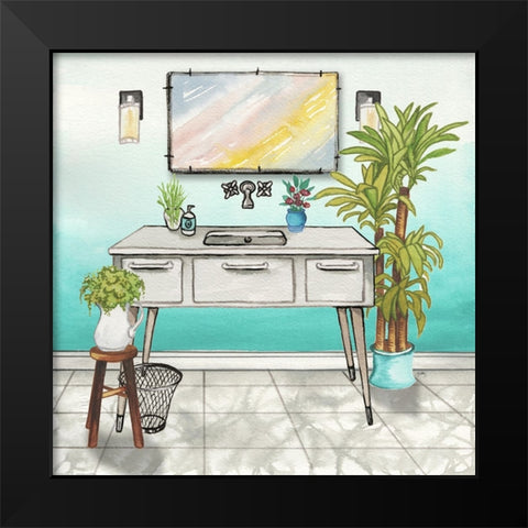 Plant House Bath Square II Black Modern Wood Framed Art Print by Medley, Elizabeth