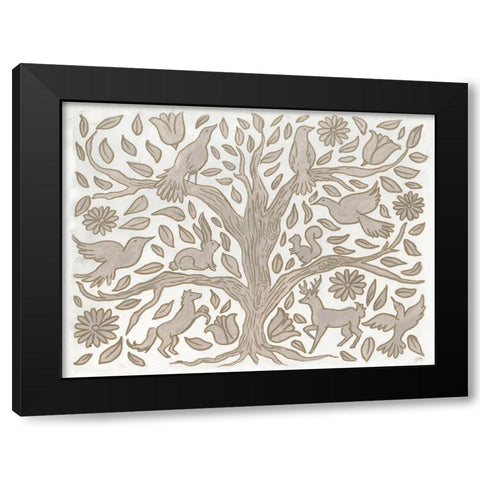 Animal Tree Black Modern Wood Framed Art Print with Double Matting by Medley, Elizabeth