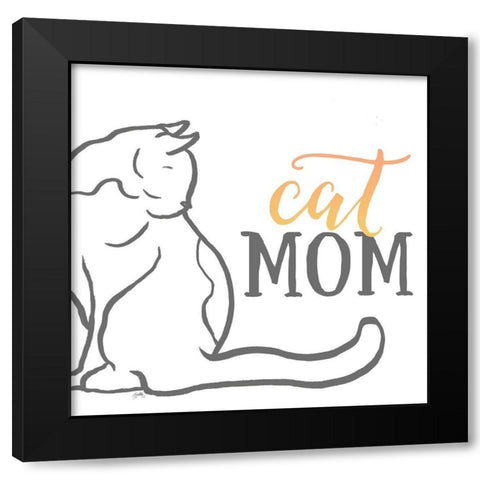 Cat Mom Black Modern Wood Framed Art Print with Double Matting by Medley, Elizabeth