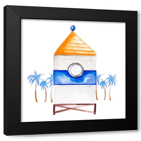 Lifeguard House II Black Modern Wood Framed Art Print with Double Matting by Del Sol, Ani