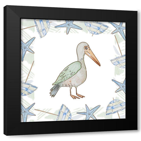 Birds On The Beach I Black Modern Wood Framed Art Print with Double Matting by Del Sol, Ani
