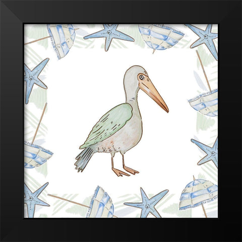 Birds On The Beach I Black Modern Wood Framed Art Print by Del Sol, Ani