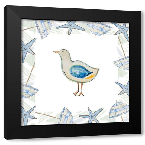 Birds On The Beach II Black Modern Wood Framed Art Print by Del Sol, Ani