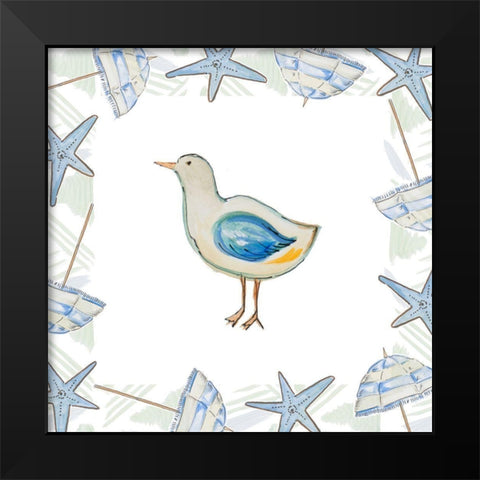 Birds On The Beach II Black Modern Wood Framed Art Print by Del Sol, Ani