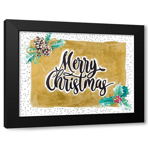 Merry Christmas Black Modern Wood Framed Art Print with Double Matting by Pinto, Patricia