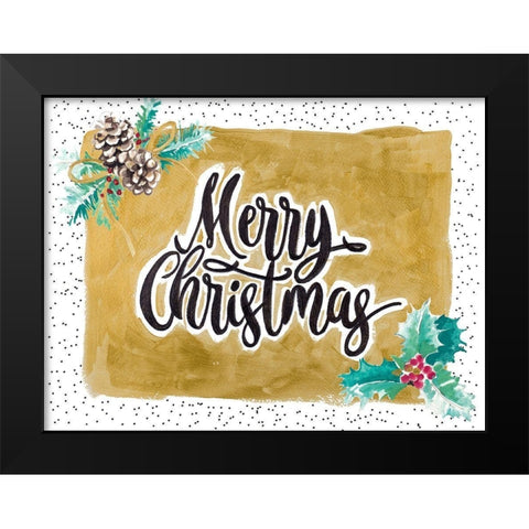 Merry Christmas Black Modern Wood Framed Art Print by Pinto, Patricia