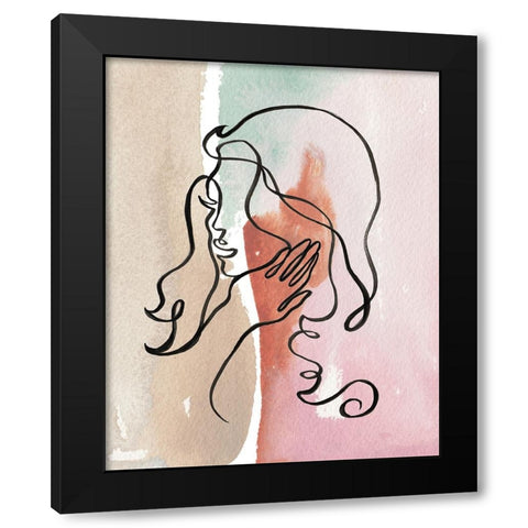 Girly Contour Black Modern Wood Framed Art Print with Double Matting by Medley, Elizabeth