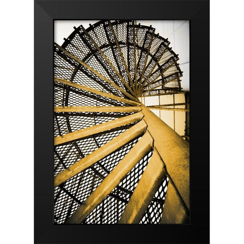 Golden Staircase Spiral Black Modern Wood Framed Art Print by Wilson, Kali
