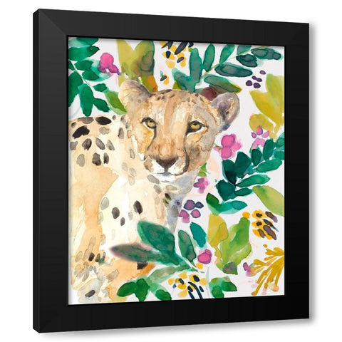 Garden Cheetah Black Modern Wood Framed Art Print by Loreth, Lanie