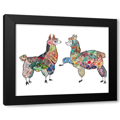 Happy Llamas Black Modern Wood Framed Art Print by Ritter, Gina