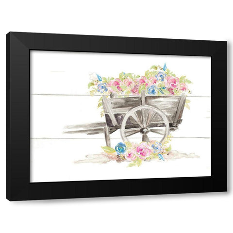 Wood Cart Floral Black Modern Wood Framed Art Print by Pinto, Patricia