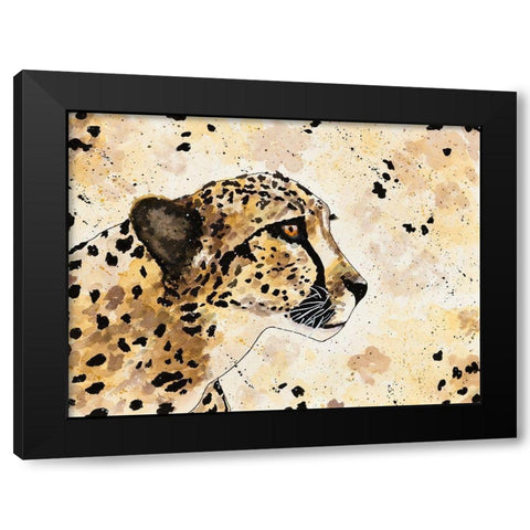 Cheetah Face Black Modern Wood Framed Art Print with Double Matting by Torres, Melanie