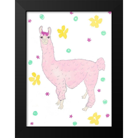 Pink Llama Black Modern Wood Framed Art Print by Torres, Melanie