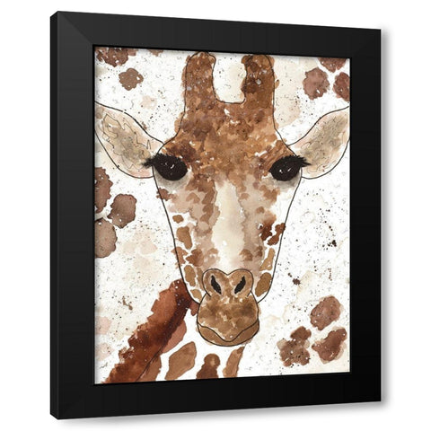 Giraffe Face Black Modern Wood Framed Art Print with Double Matting by Torres, Melanie