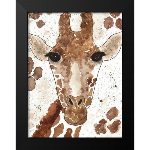 Giraffe Face Black Modern Wood Framed Art Print by Torres, Melanie