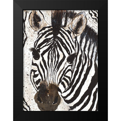 Zebra Face Black Modern Wood Framed Art Print by Torres, Melanie