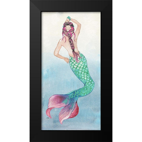 Mermaid Dance Black Modern Wood Framed Art Print by Medley, Elizabeth