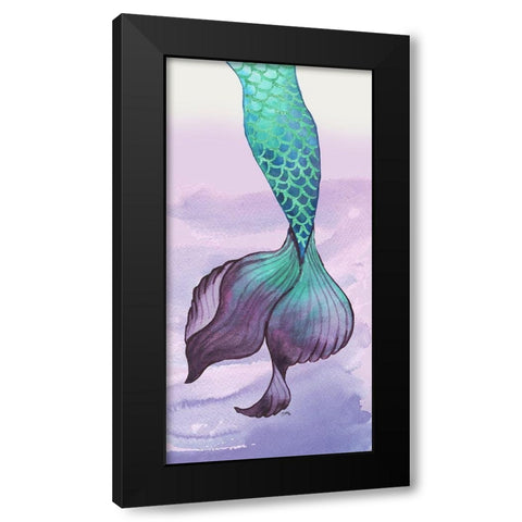 Mermaid Tail Teal Black Modern Wood Framed Art Print with Double Matting by Medley, Elizabeth