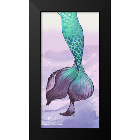 Mermaid Tail Teal Black Modern Wood Framed Art Print by Medley, Elizabeth