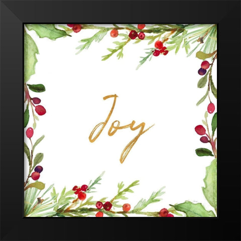 Holly Branches Joy Black Modern Wood Framed Art Print by Loreth, Lanie
