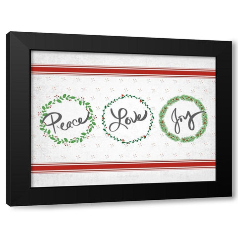Holly Wreath Trio Black Modern Wood Framed Art Print with Double Matting by Quach, Anna