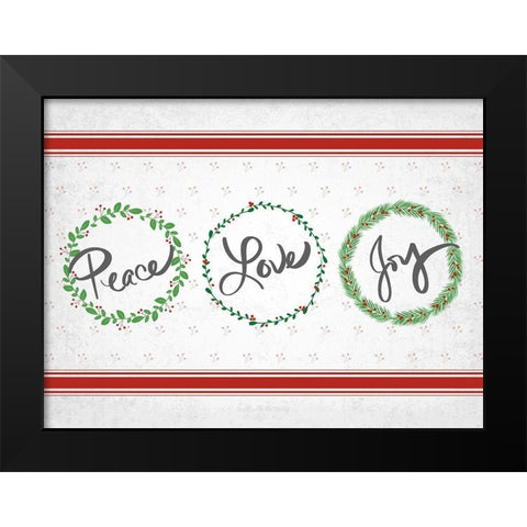 Holly Wreath Trio Black Modern Wood Framed Art Print by Quach, Anna