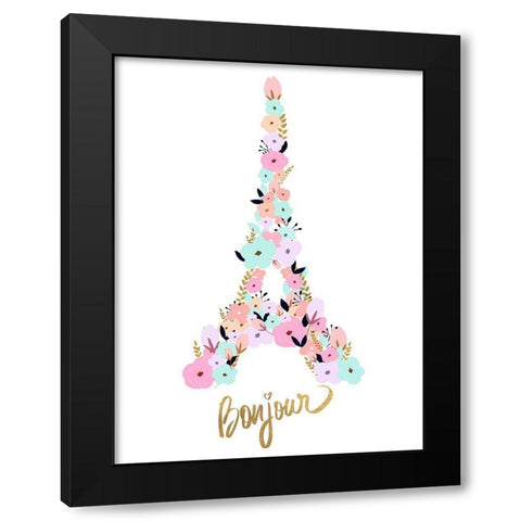 Bonjour Black Modern Wood Framed Art Print by Quach, Anna